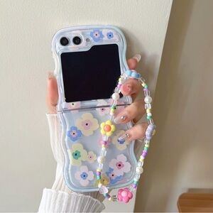 Samsung Z Flip 5 with floral phone case from Ariana Avenue